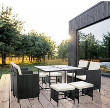 9 Pieces Rattan Garden