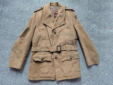 vintage TRENCH COAT leather BELTED jacket 40 brown NORFOLK faux suede SHERLOCK