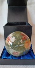 HEAVY SEMI-PRECIOUS GEMSTONE GLOBE.  CAN BE USED AS PAPERWEIGHT OR ORNAMENT