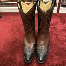 NEW WOMENS CORRAL BROWN BLACK LEATHER COWBOY WESTERN INLAY BOOTS UK 6 (USA 8)