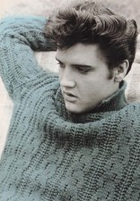 Elvis Presley in blue sweater