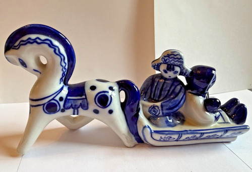 Vintage gzhel porcelain horse - porcelain,