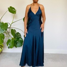 Zara Navy Blue Long Satin