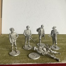 5 unknown Metal 1/32 Unpainted Post WW2 Various Nationalities Military Figures