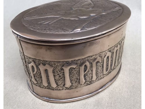 Arts and crafts copper oval - and,