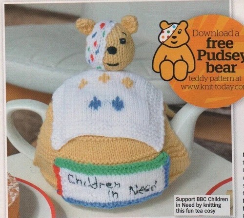 Pudsey bear tea cosy - pudsey,