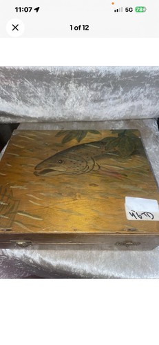Antique hand painted salmon - antique,