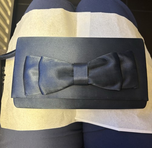 Debut navy satin clutch - navy, bag