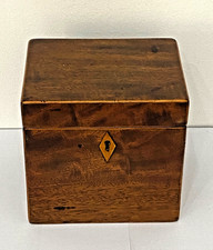 ANTIQUE GEORGIAN MAHOGANY TEA CADDY WITH BOXWOOD STRINGING C1790