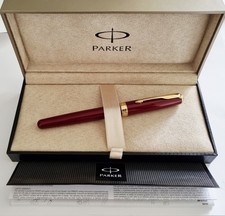 Gorgeous 1992 Parker Sonnet Burgundy Lacquer & Gold Trim Fountain Pen 18ct F Nib