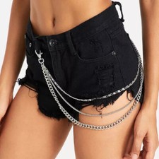 3Layer Pant Silver Chain Gothic Punk Trouser Chain Jean Wallet Chain for Hip-Hop