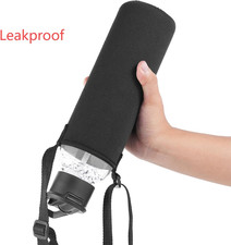 Glass Water Bottle 1 Litre with Straw Motivational Time Markings Neoprene Sle...