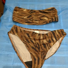 BOOTS Bandeau bikini  size UK 12 (see images for sizing) dark brown tiger print