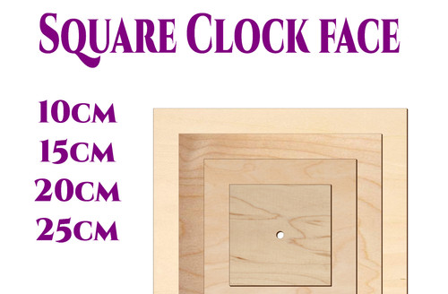 Wooden wall square clock - wooden, face