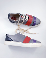 Acupuncture size 4 (37) silver / grey fabric red purple strap lace up trainers