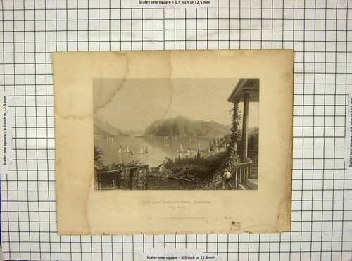 Old antique print 1839 view - old,
