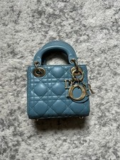 Christian Dior Micro Lady Dior Crossbody Handheld Leather Blue