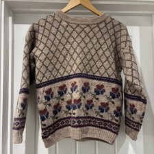 Tulchan Jumper Vintage Size M 12 Uk Floral Beige Cottage 80s / 90s * Fault