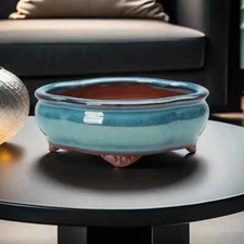 Glazed ceramic bonsai pot - glazed,