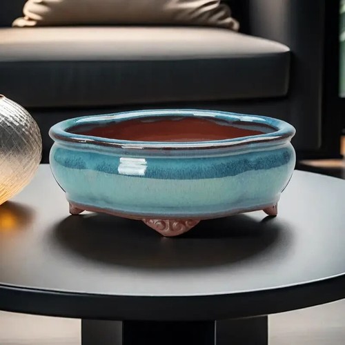 Glazed ceramic bonsai - ceramic, pot