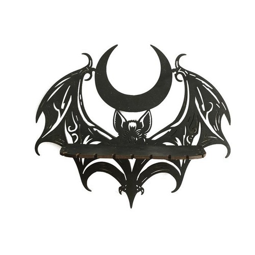 Black wooden wall shelf gothic - wall,