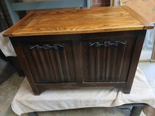 Part Stripped Oak Blanket Box.
