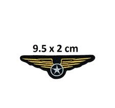 Army Military Wing Pilot Air Force Wings Star Embroidered Patch Iron Sew On 1460