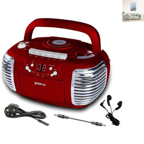 Retro red boombox portable - red,