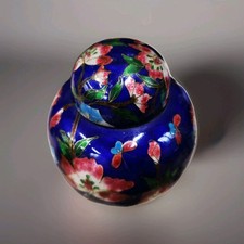 VINTAGE CHINESE COBALT CLOISONNE GINGER JAR, VINTAGE COBALT CLOISONNE 10CMS HIGH