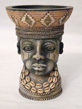 African Tribal Sculpture Candle Holder Resin Cast Vintage (A6)