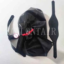 Rubber Hood Nose Tube Mouth Gag Plug Eyeshade Open Eyes Mouth, Zip S