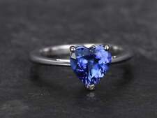 2ct Simulated Blue Tanzanite Engagement Ring Solitaire 14k White Gold Plated