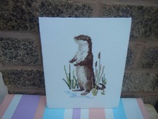 VINTAGE COMPLETED CROSS STITSCH STANDING OTTER UNFRAMED
