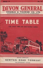 DEVON GENERAL BUS TIMETABLE BOOK JUL 1948 WITH ROUTE MAP
