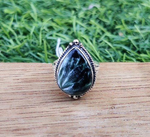 Seraphinite gemstone ring - seraphinite,