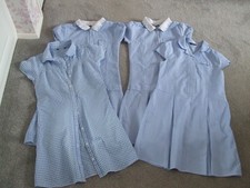 4 x SCHOOL DRESSES AGE 9-10yr  BLUE & WHITE COTTON GINGHAM CHECK. M&S, GEORGE
