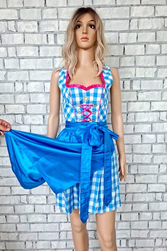 Blue gingham dirndl - dress, –