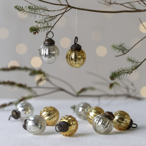 Mini christmas baubles gold - baubles, 10