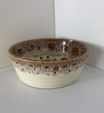 Fosters Pottery Round Baking/Casserole Dish Brown Honeycomb Drip VGC, 