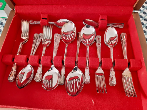 Silver plated piece cutlery - silver,