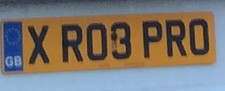 Personalised Number Plate X RO3 PRO - ROB PRO - GOLF-FOOTBALL-SPORT