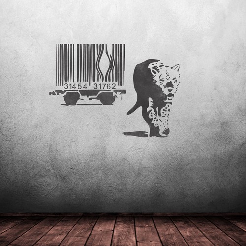 Banksy barcode leopard stencil - banksy,