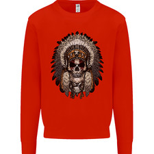 Native American Indian Skull Headdress Mens Sweatshirt Jumper
