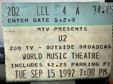 U2 ticket stub 1992 World