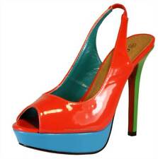 Patent Peeptoe Slingback High Heel Coral and Turquoise Women's Shoes