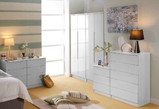 Bedroom Furniture Set Gallardo Chest of Drawers Gloss White Wardrobe Bedside