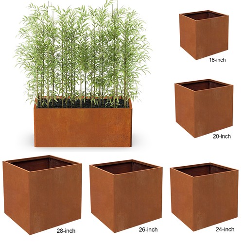Large corten steel planter - large,