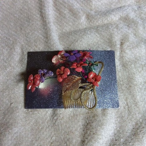 Flower embroidery kanzashi