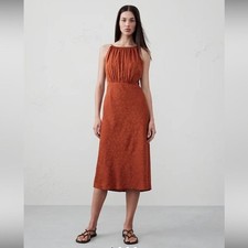 Banana Republic HIGH-NECK JACQUARD MIDI DRESS 16 NWT Burnt Orange