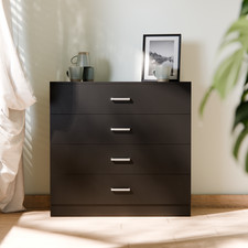 Chest Of Drawers White 4 5 Drawer Metal Handles Runners Bedroom Furniture Black